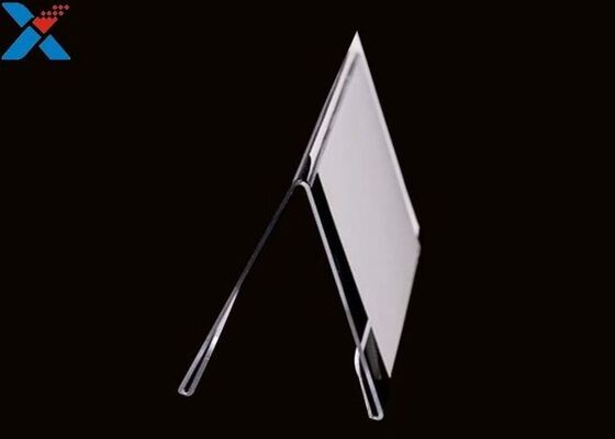 Tấm hiển thị acrylic hình dạng 3mm V Hình dạng rõ ràng Người giữ biển hiệu trên mặt bàn Perspex